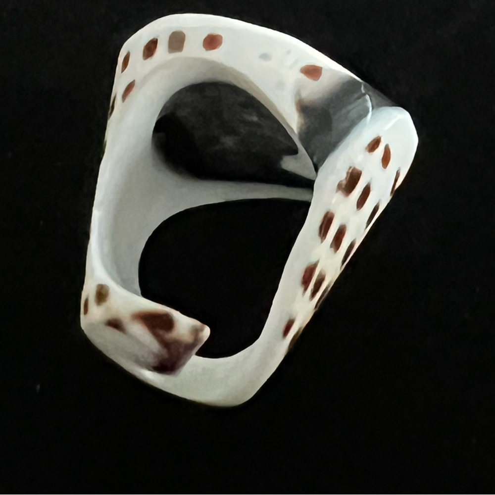 Shell Statement Round Large Ring White Black & Br… - image 8